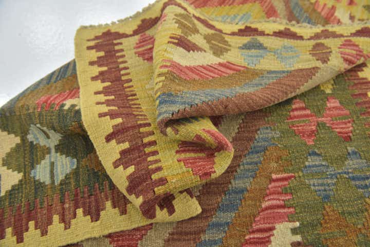 3' 2 x 4' Hand Woven Kilim Maymana Wool Rug