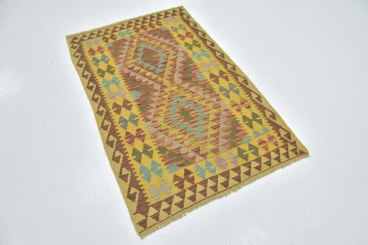 3' 3 x 5' Hand Woven Kilim Maymana Wool Rug