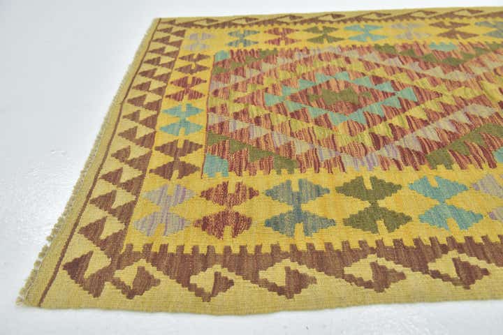 3' 3 x 5' Hand Woven Kilim Maymana Wool Rug