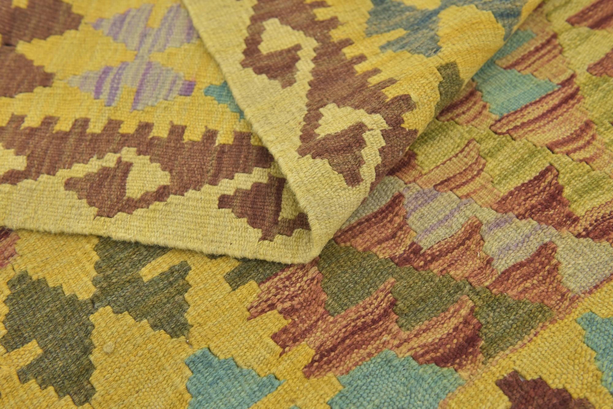 3' 3 x 5' Hand Woven Kilim Maymana Wool Rug