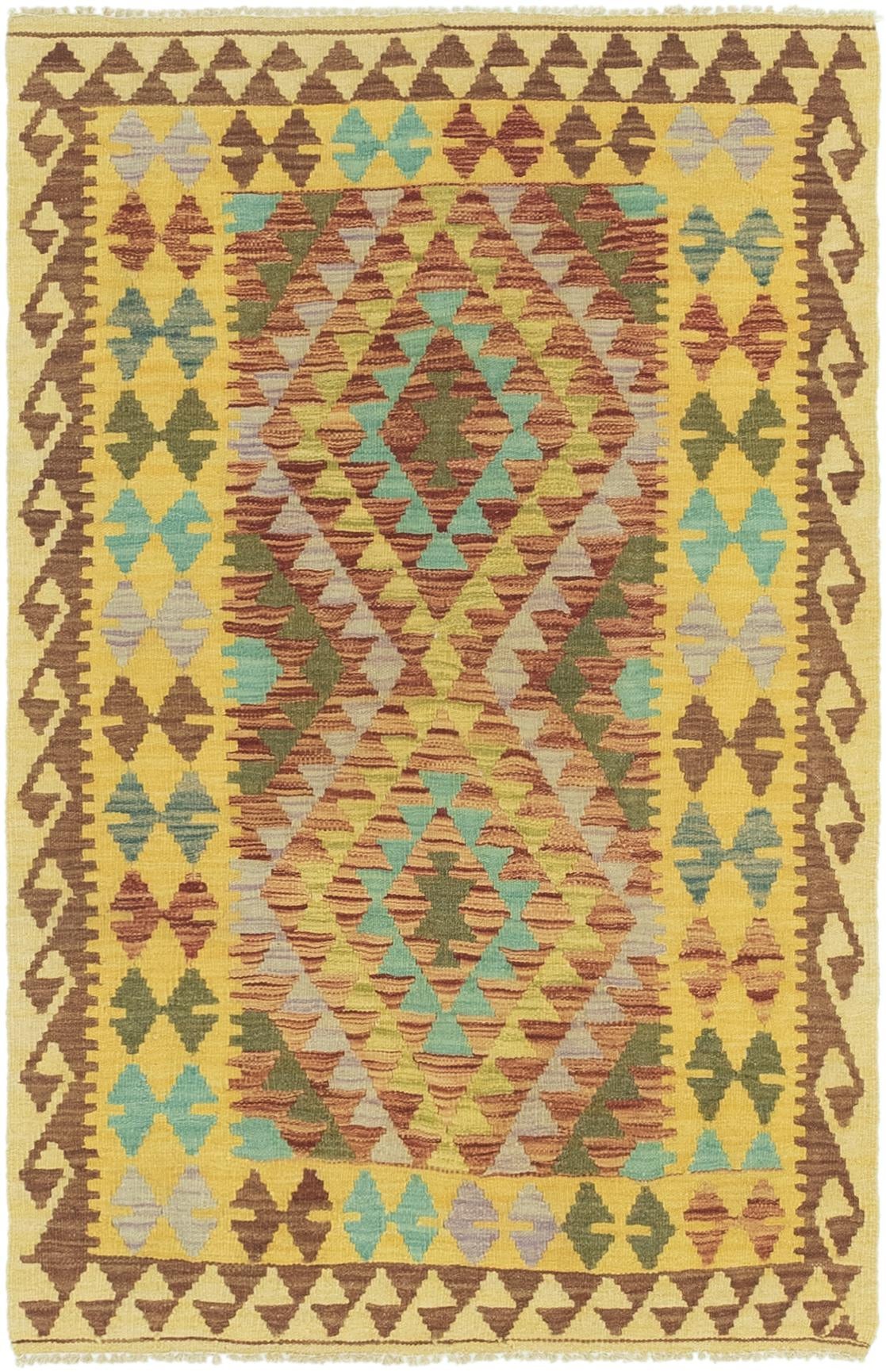 3' 3 x 5' Hand Woven Kilim Maymana Wool Rug