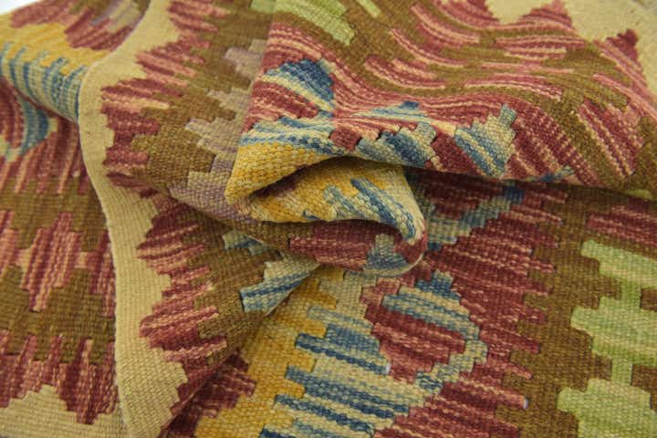 3' 2 x 4' 7 Hand Woven Kilim Maymana Wool Rug