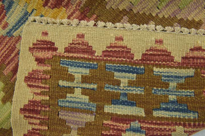 3' 2 x 4' 7 Hand Woven Kilim Maymana Wool Rug