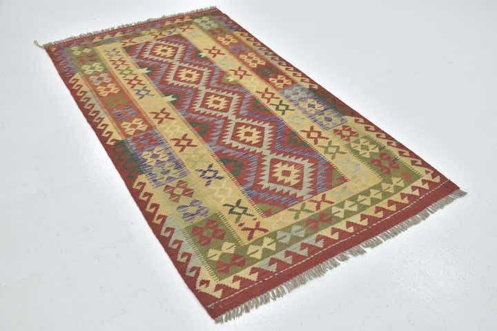 110cm x 200cm Hand Woven Kilim Maymana Wool Rug