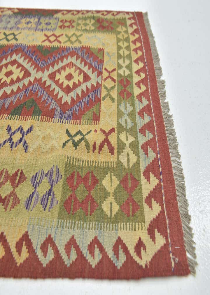 3' 8 x 6' 7 Hand Woven Kilim Maymana Wool Rug
