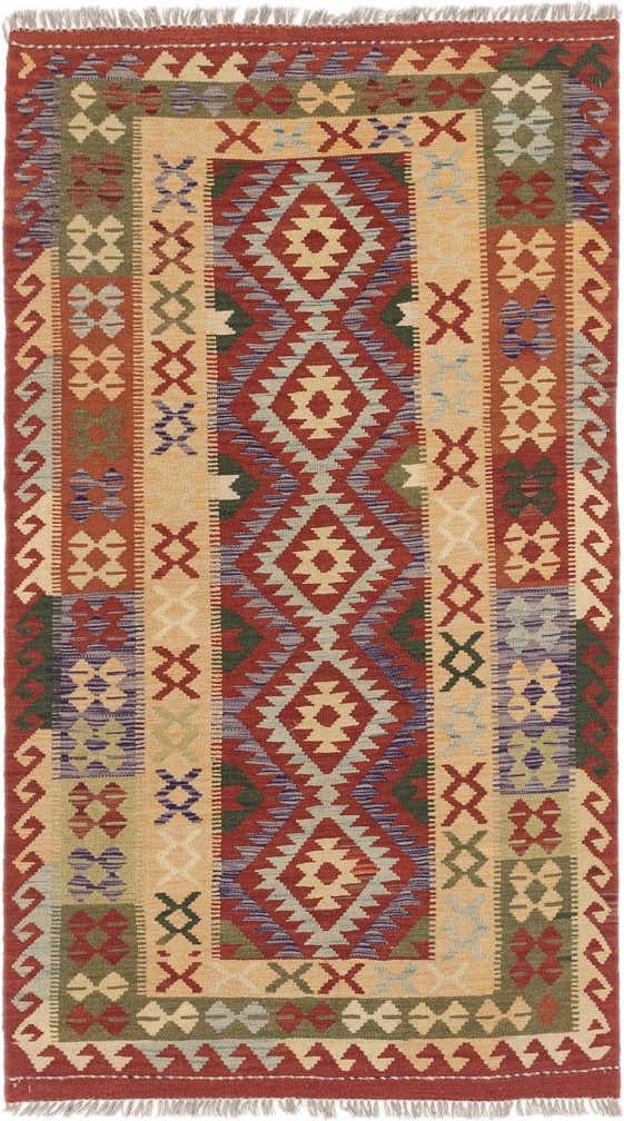 3' 8 x 6' 7 Hand Woven Kilim Maymana Wool Rug