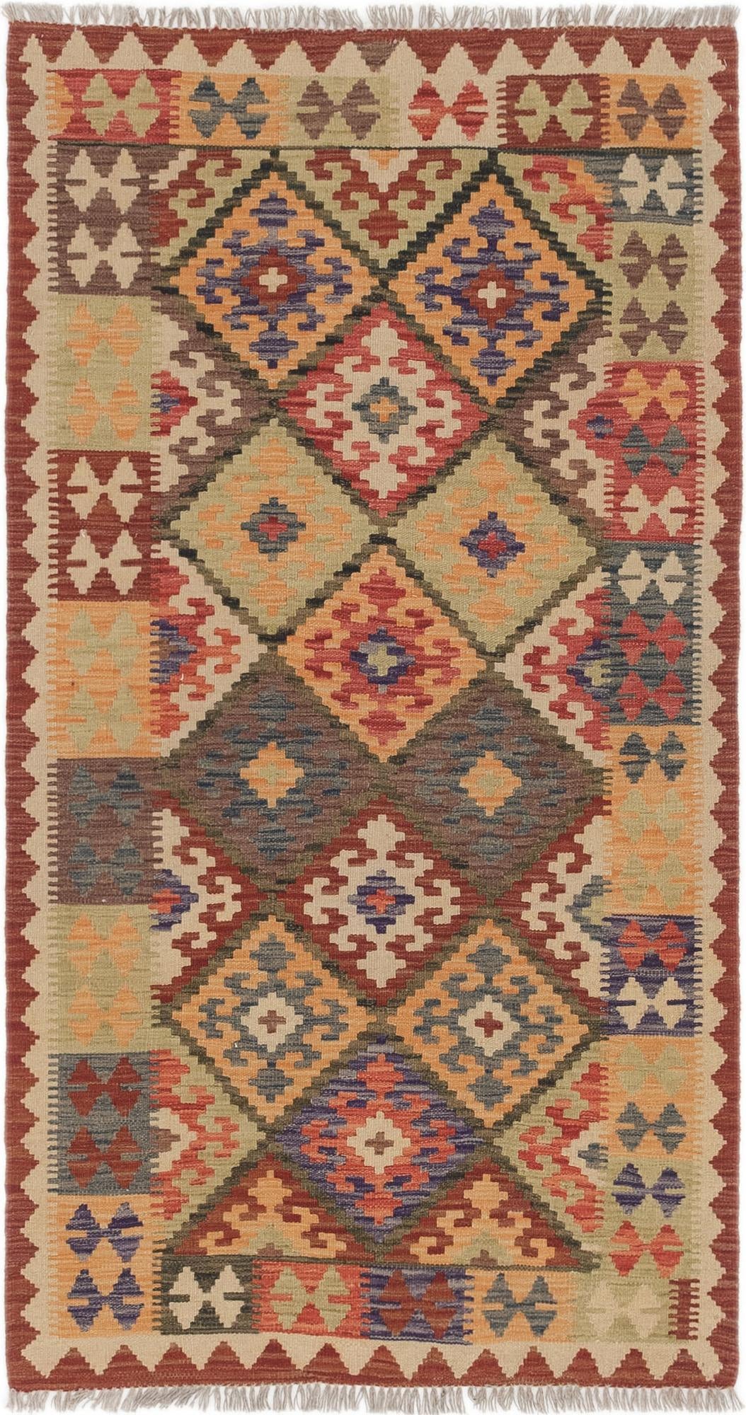 3' 6 x 6' 6 Hand Woven Kilim Maymana Wool Rug