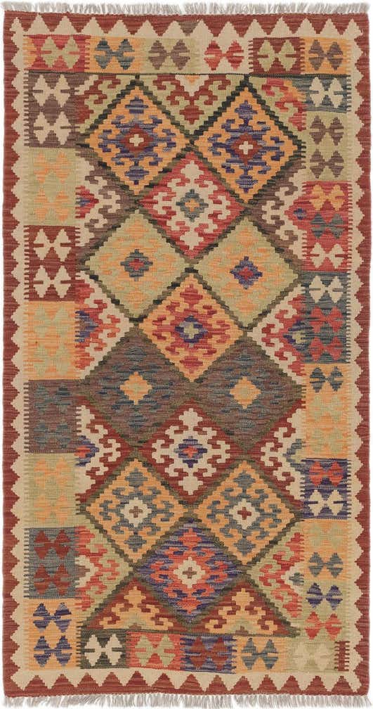 3' 6 x 6' 6 Hand Woven Kilim Maymana Wool Rug