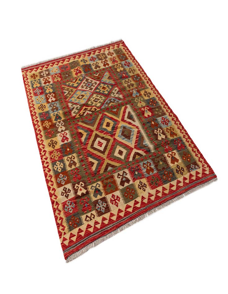 Detail image of 5' 4 x 6' 10  Hand Woven Kilim Maymana Wool Rug