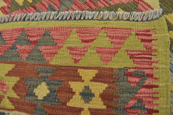 4' 3 x 6' 6 Hand Woven Kilim Maymana Wool Rug