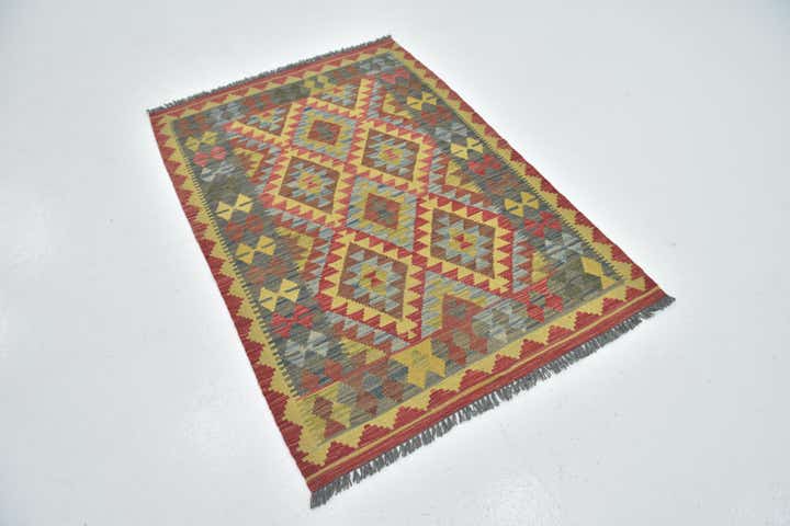 3' 6 x 5' Hand Woven Kilim Maymana Wool Rug