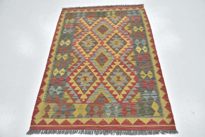 3' 6 x 5' Hand Woven Kilim Maymana Wool Rug