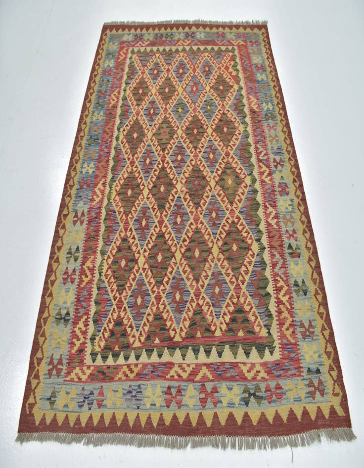 Detail image of 5' 2 x 6' 4 Hand Woven Kilim Maymana Wool Rug