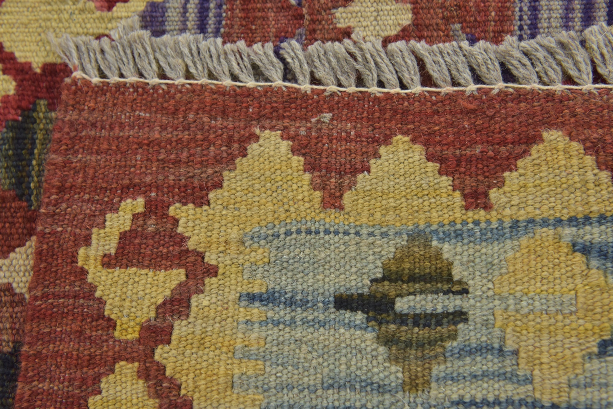 5' 2 x 6' 4 Hand Woven Kilim Maymana Wool Rug