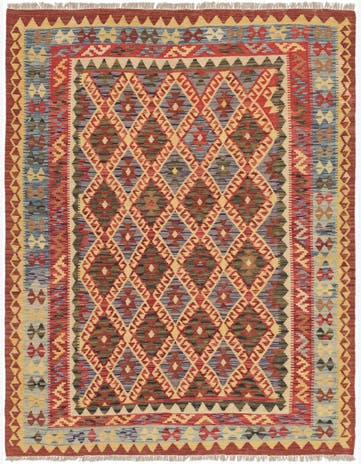 5' 2 x 6' 4 Hand Woven Kilim Maymana Wool Rug