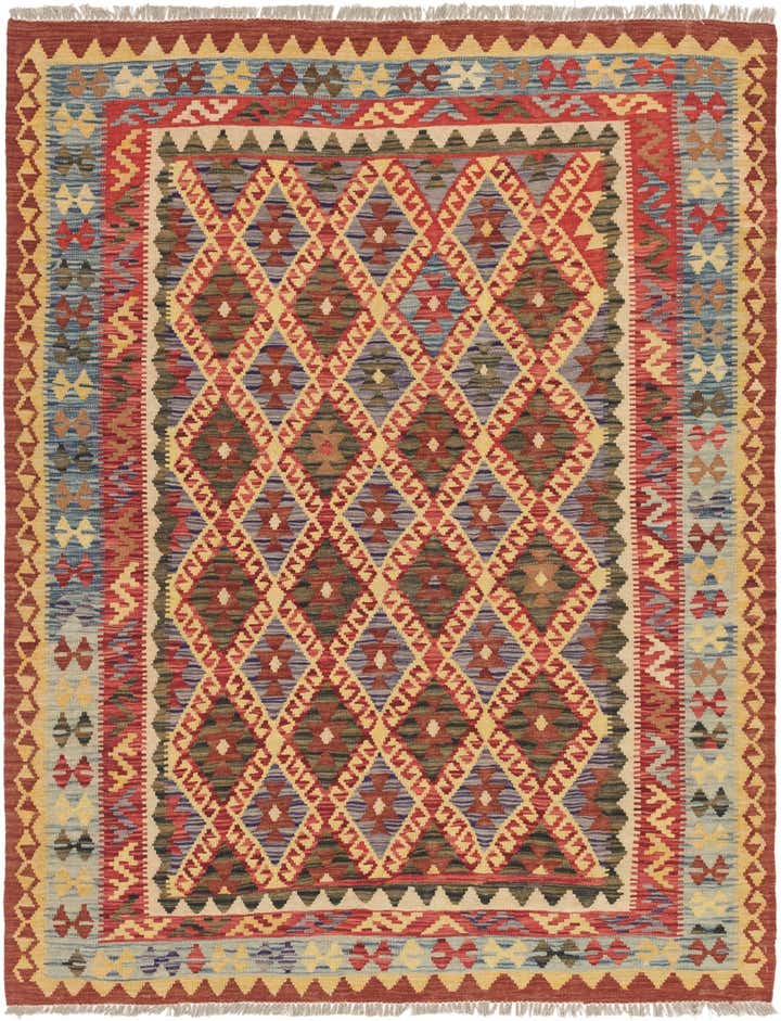 5' 2 x 6' 4 Hand Woven Kilim Maymana Wool Rug