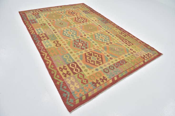 Detail image of 5' 9 x 8' 4 Hand Woven Kilim Maymana Wool Rug