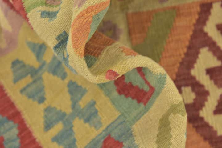 5' 9 x 8' 4 Hand Woven Kilim Maymana Wool Rug