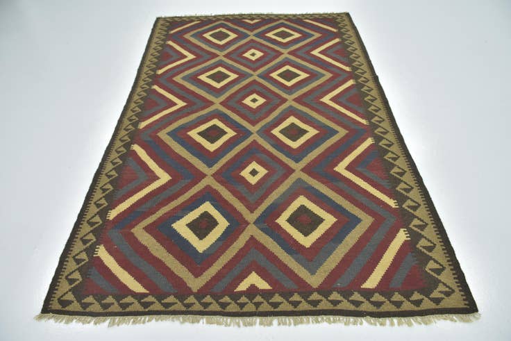 Detail image of 5' 2 x 8' 2 Hand Woven Kilim Maymana Wool Rug