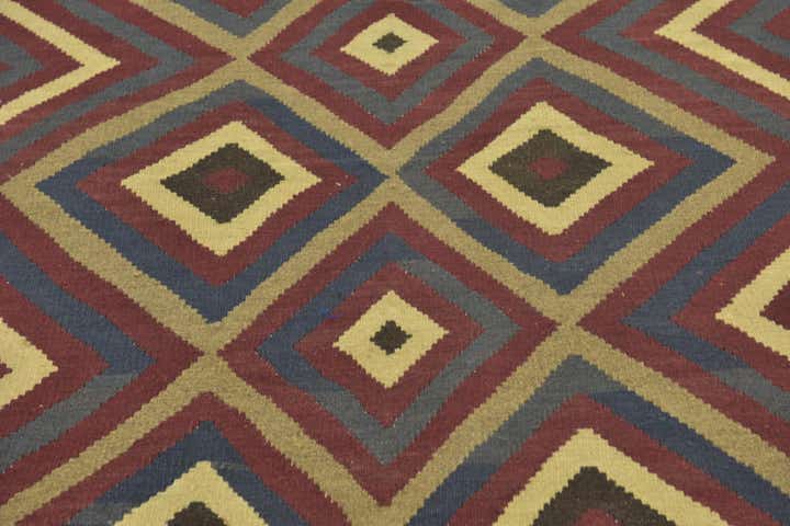 5' 2 x 8' 2 Hand Woven Kilim Maymana Wool Rug