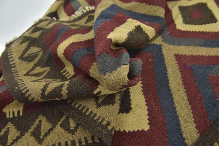 5' 2 x 8' 2 Hand Woven Kilim Maymana Wool Rug