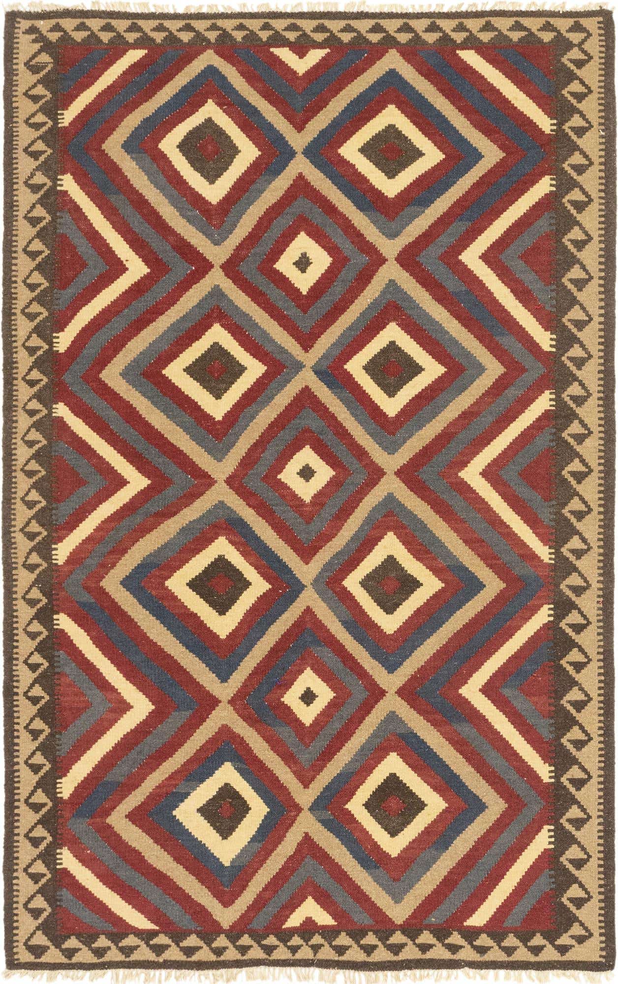 5' 2 x 8' 2 Hand Woven Kilim Maymana Wool Rug
