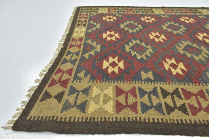 5' x 8' 6 Hand Woven Kilim Maymana Wool Rug