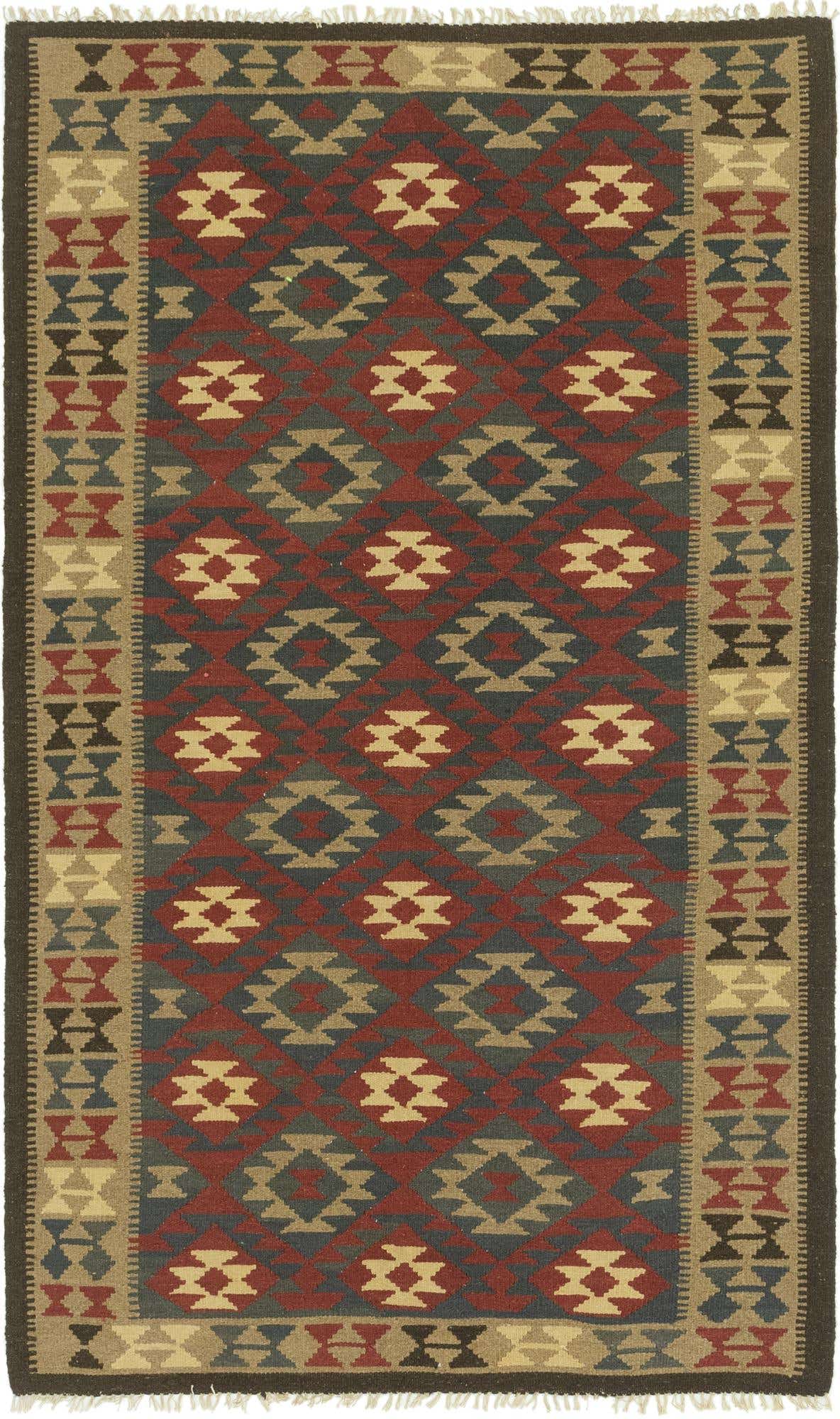 5' x 8' 6 Hand Woven Kilim Maymana Wool Rug