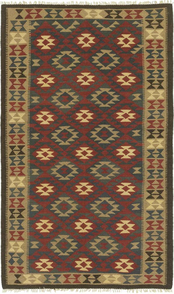 5' x 8' 6 Hand Woven Kilim Maymana Wool Rug