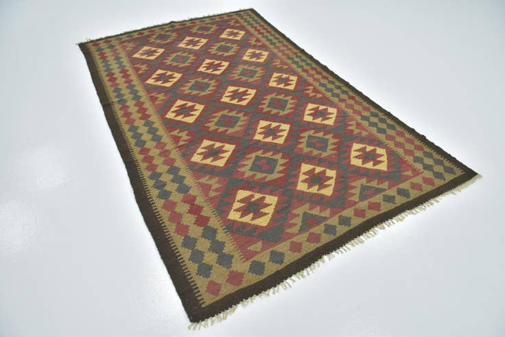 Detail image of 5' 2 x 8' 2 Hand Woven Kilim Maymana Wool Rug