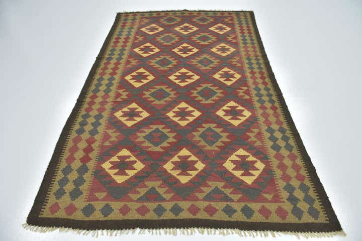 5' 2 x 8' 2 Hand Woven Kilim Maymana Wool Rug