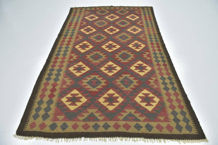 Detail image of 5' 2 x 8' 2 Hand Woven Kilim Maymana Wool Rug