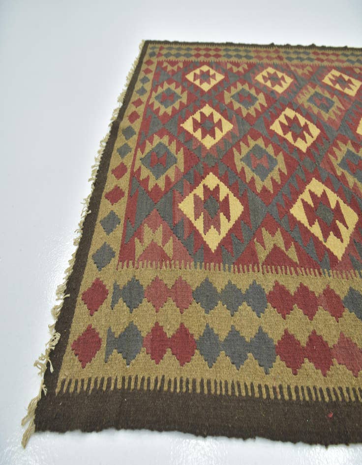 Detail image of 5' 2 x 8' 2  Hand Woven Kilim Maymana Wool Rug