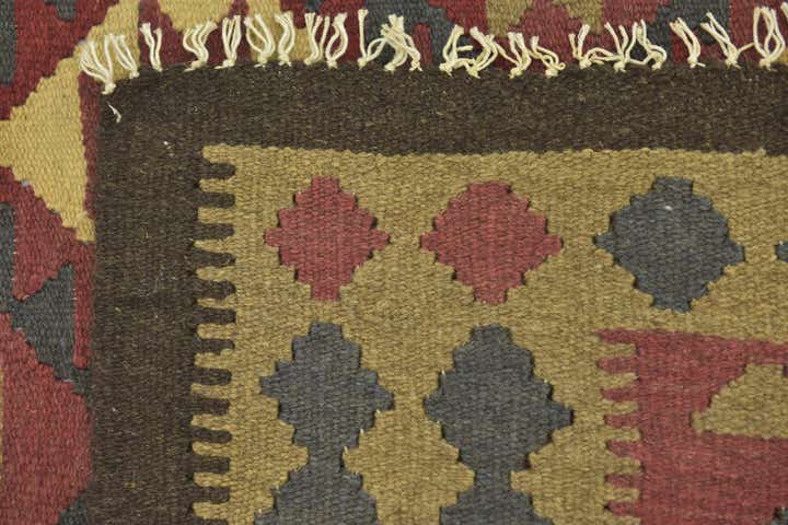 5' 2 x 8' 2 Hand Woven Kilim Maymana Wool Rug