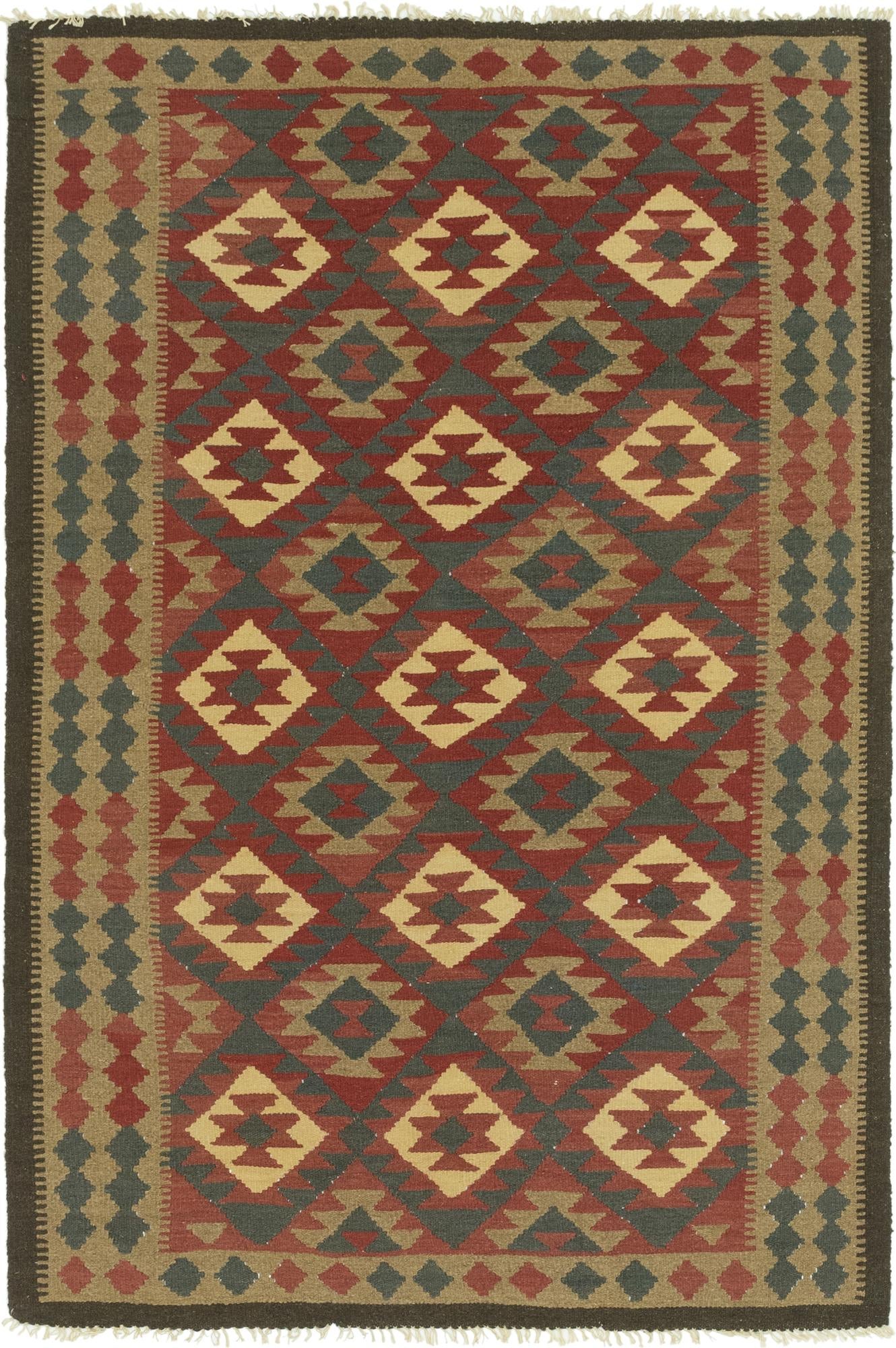 5' 2 x 8' 2 Hand Woven Kilim Maymana Wool Rug
