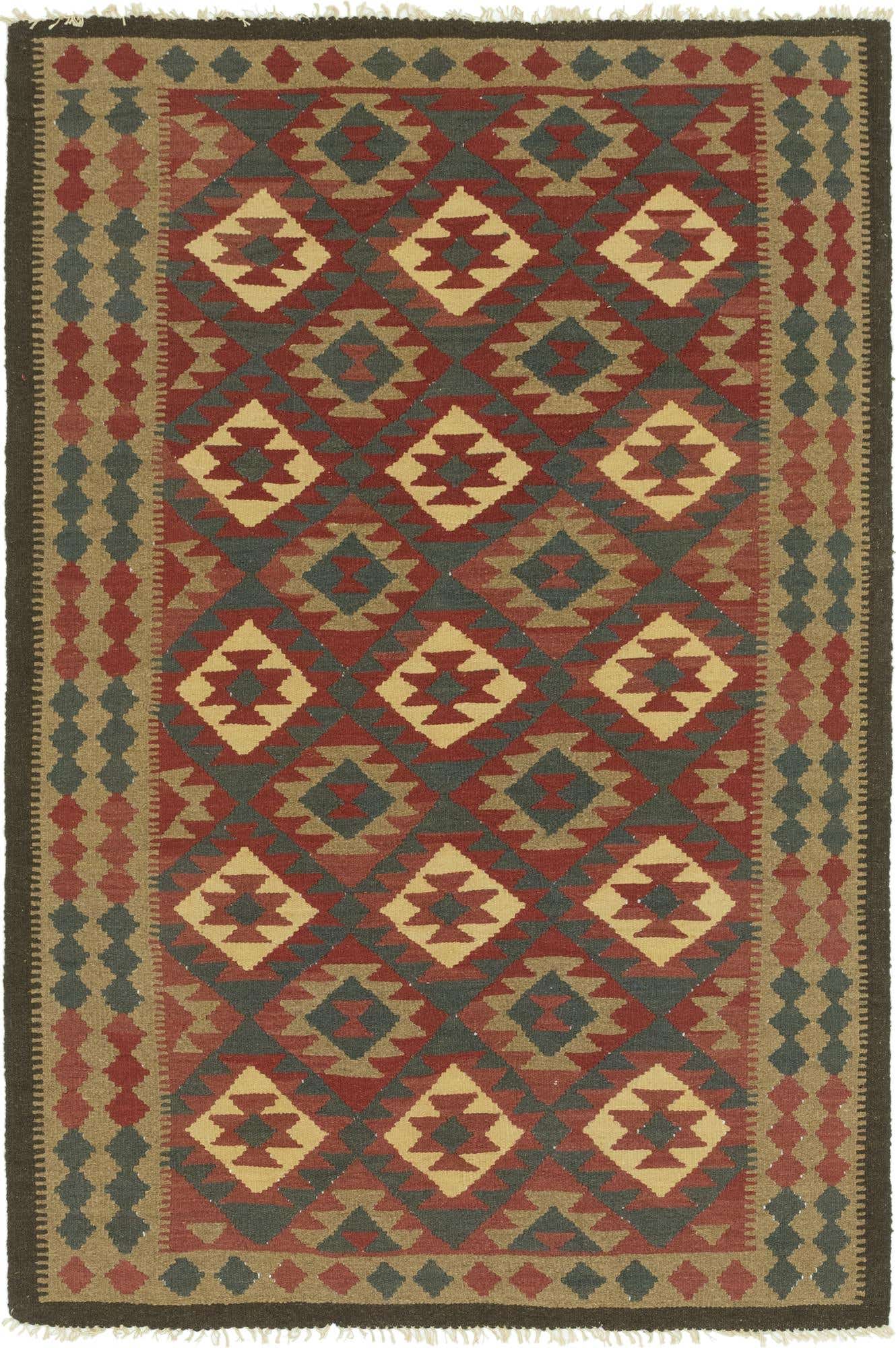5' 2 x 8' 2 Hand Woven Kilim Maymana Wool Rug