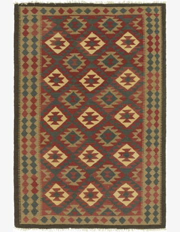5' 2 x 8' 2 Hand Woven Kilim Maymana Wool Rug
