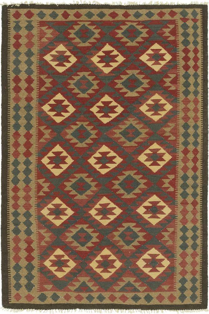 5' 2 x 8' 2 Hand Woven Kilim Maymana Wool Rug