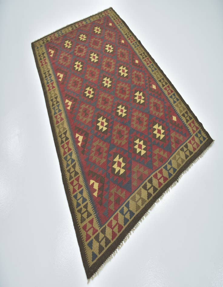 Detail image of 5' 8 x 8' 2 Hand Woven Kilim Maymana Wool Rug