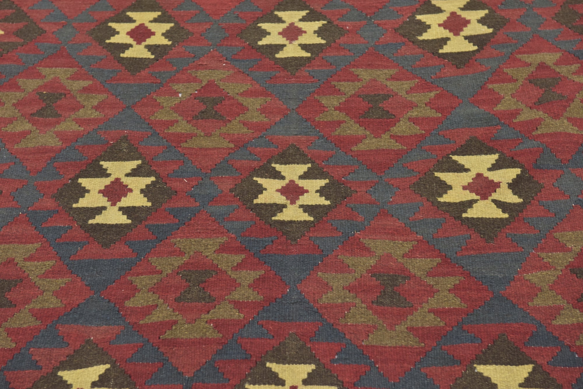 5' 8 x 8' 2 Hand Woven Kilim Maymana Wool Rug
