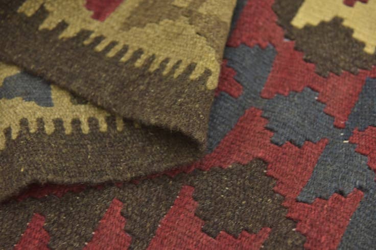 Detail image of 5' 8 x 8' 2 Hand Woven Kilim Maymana Wool Rug