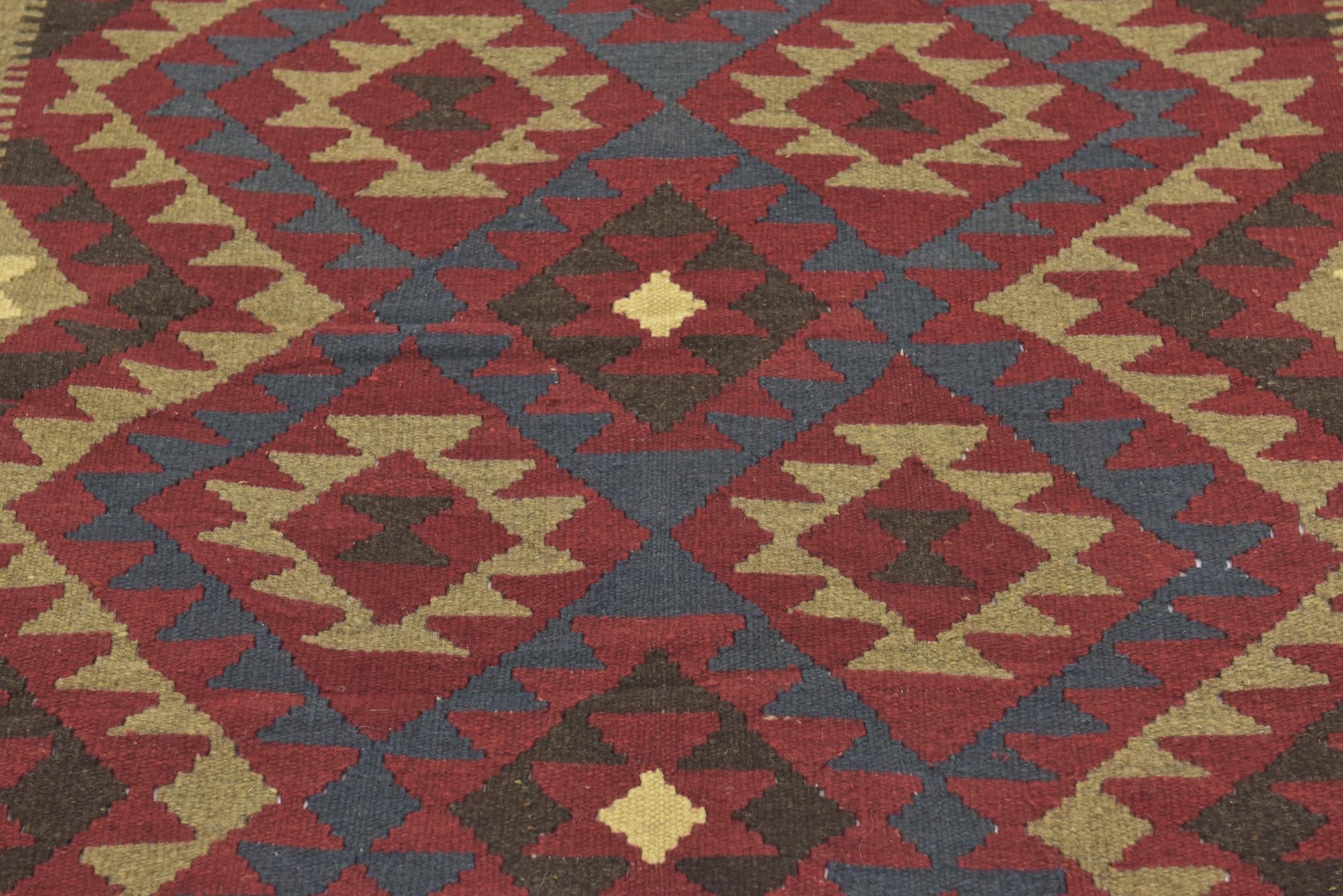 4' 9 x 8' 2 Hand Woven Kilim Maymana Wool Rug