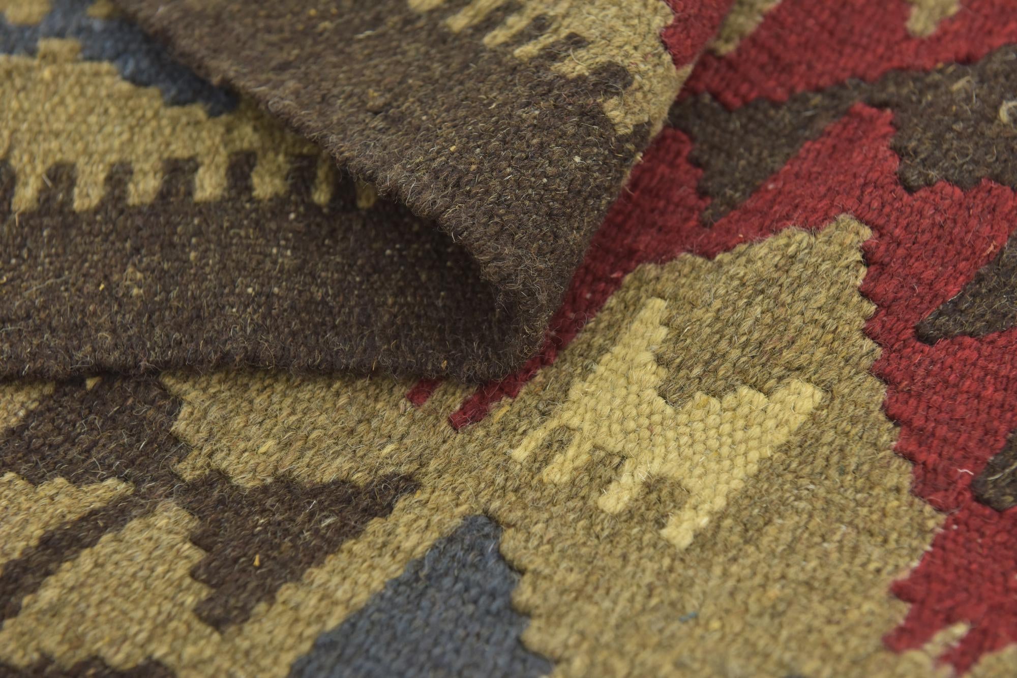 4' 9 x 8' 2 Hand Woven Kilim Maymana Wool Rug