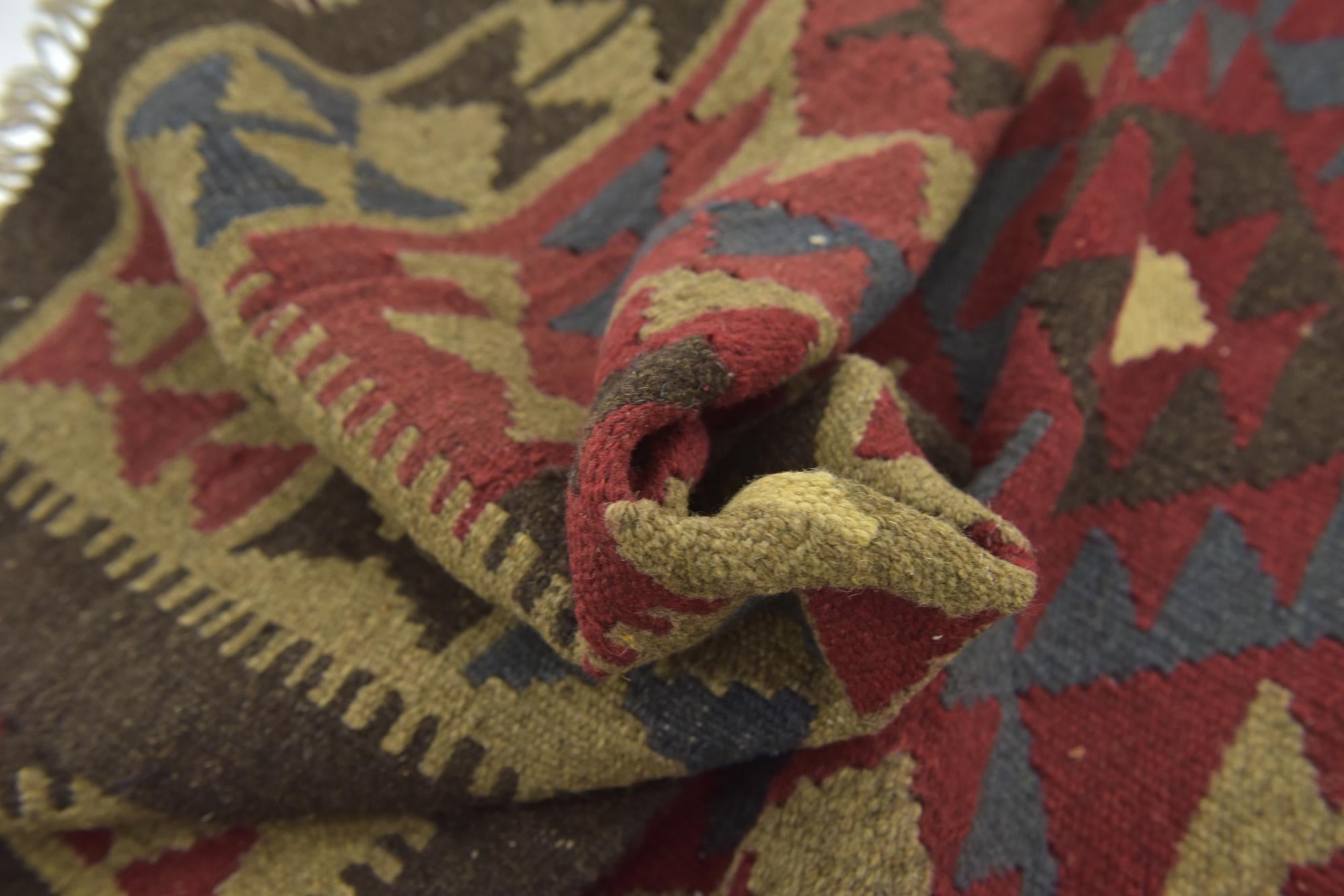 4' 9 x 8' 2 Hand Woven Kilim Maymana Wool Rug