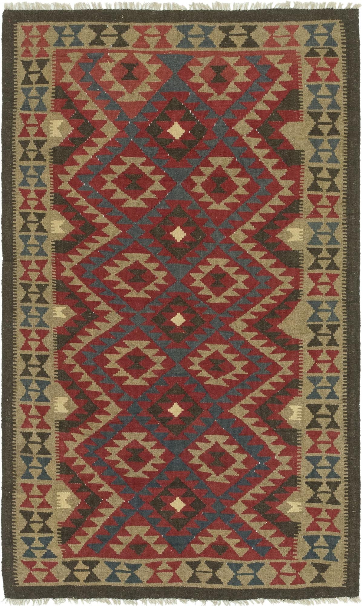 4' 9 x 8' 2 Hand Woven Kilim Maymana Wool Rug