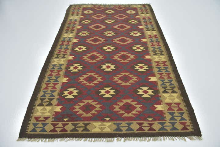 5' 3 x 8' 3 Hand Woven Kilim Maymana Wool Rug