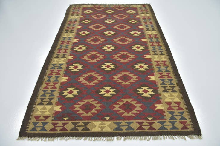 Detail image of 5' 3 x 8' 3 Hand Woven Kilim Maymana Wool Rug