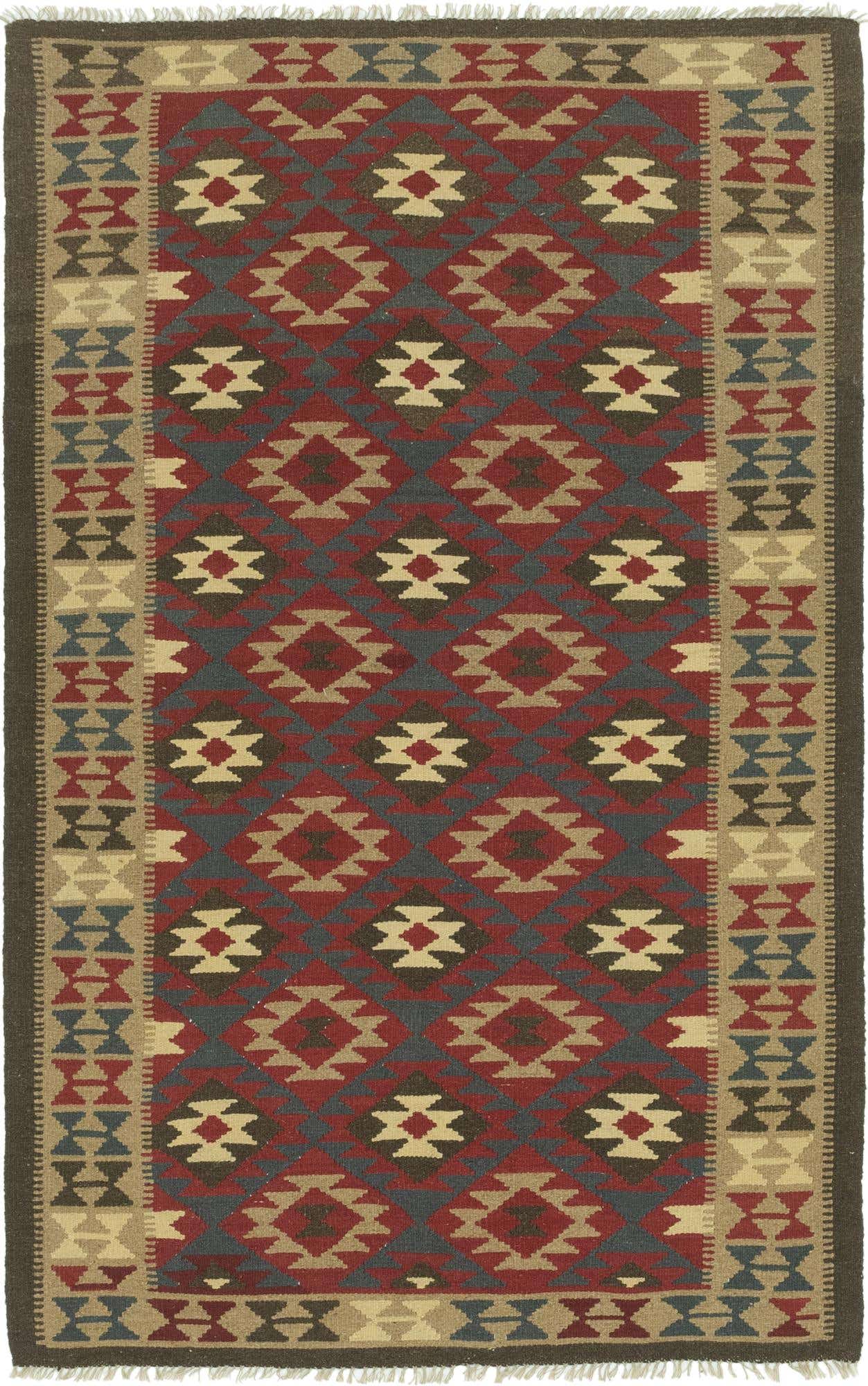 5' 3 x 8' 3 Hand Woven Kilim Maymana Wool Rug