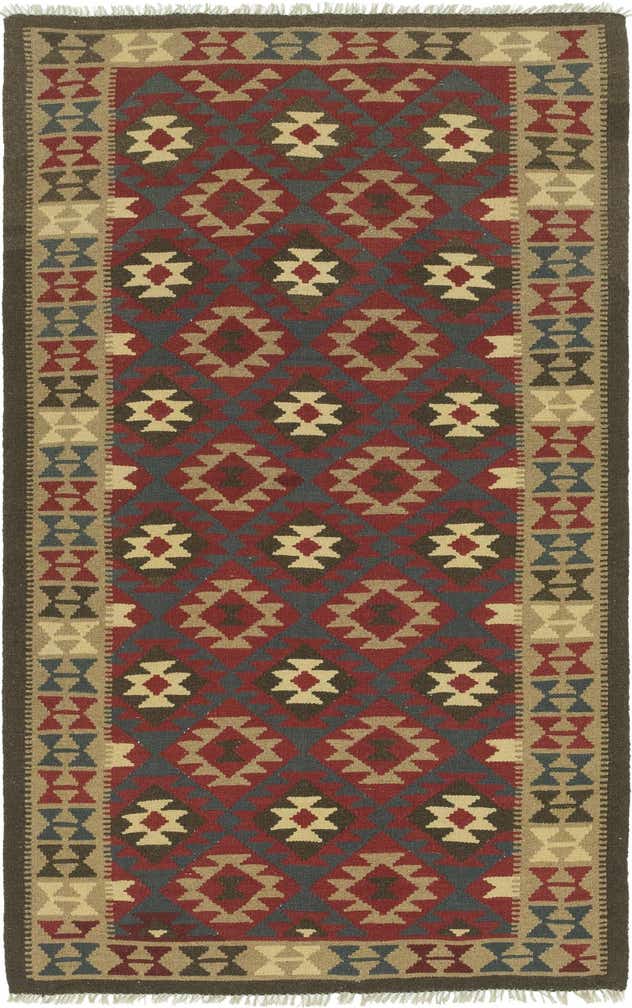 5' 3 x 8' 3 Hand Woven Kilim Maymana Wool Rug