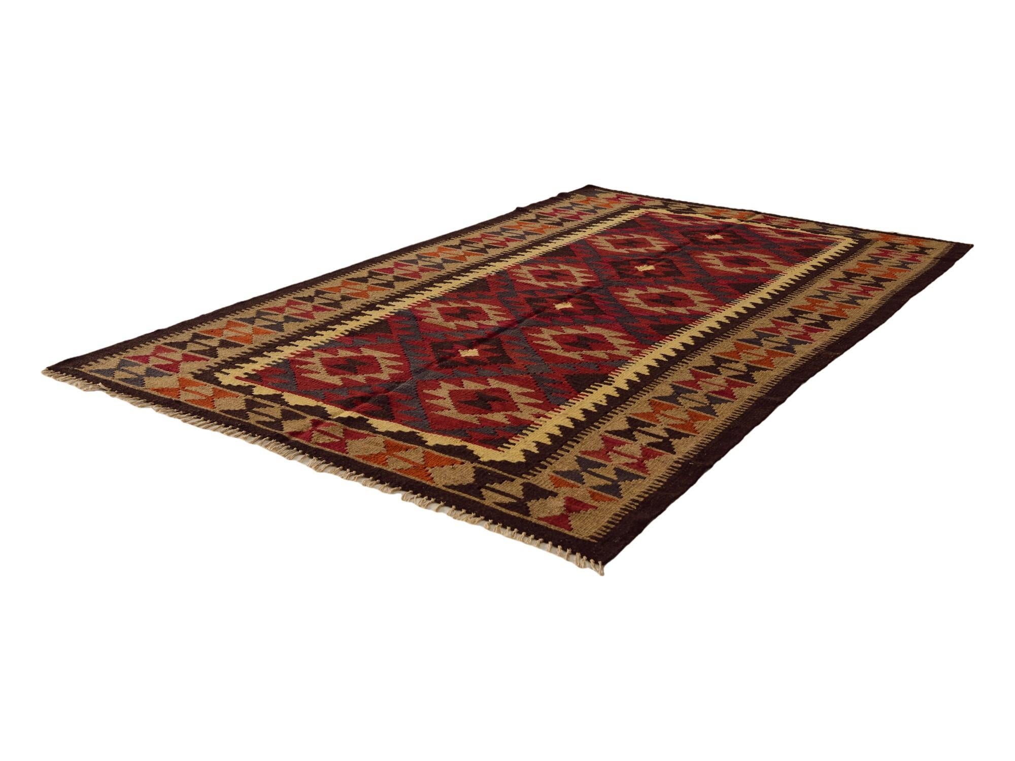 5' x 8' 2 Hand Woven Kilim Maymana Wool Rug